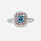 1ct Fancy Light Blue Cushion Diamond Ring