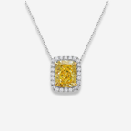 2ct Fancy Light Yellow Cushion Diamond Halo Pendant Necklace