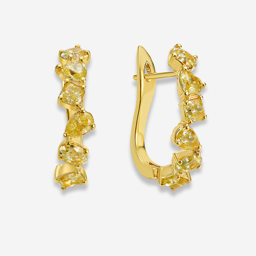 Mixed Intense Yellow Diamond Hoops