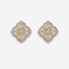 2ct Yellow Round Diamond Flower Stud Earrings