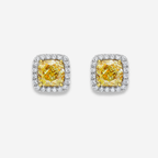 6.5ct Fancy Yellow Cushion Halo Diamond Stud Earring