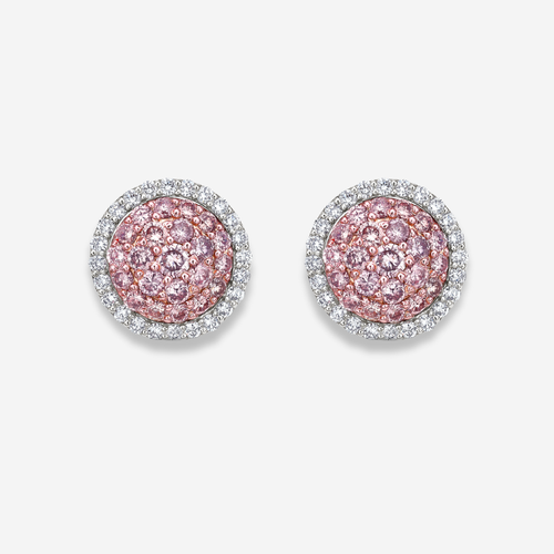 Multi Wear Pink and White Diamond Studs