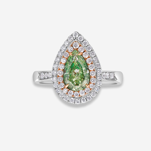 1ct Green Pear Diamond Ring