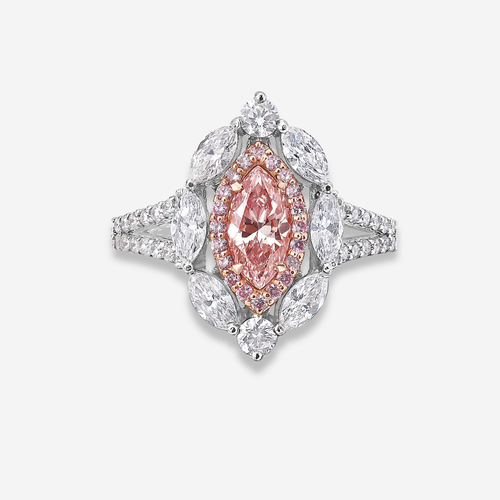 Light Pink Marquise Diamond Ring and Pendant