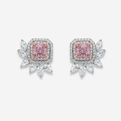 4 Carat Pink Radiant Diamond Earrings