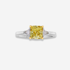 1.5ct Fancy Yellow Cushion Diamond Engagement Ring