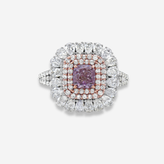 Fancy Purplish Pink Cushion Diamond Ring