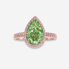 3.39ct Green Pear Diamond Ring