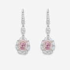 2.9ct Faint Pink Oval Diamond Drop Earrings