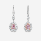 1ct Oval Faint Pink Diamond Drop Earrings