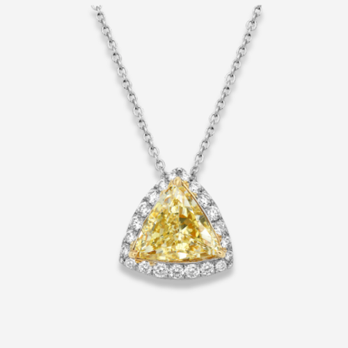 2ct Yellow Trillion Diamond Pendant Necklace