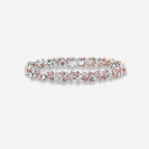 8.9ct Fancy Pink & White Diamond Double Row Bracelet