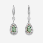 3.81ct Green Pear Diamond Earrings