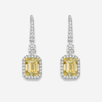 6 Carat Light Yellow Emerald Diamond Earrings