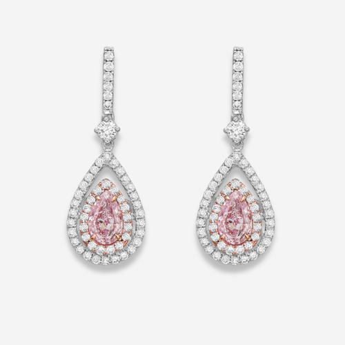 1.00ct Pink Pear Diamond Earrings
