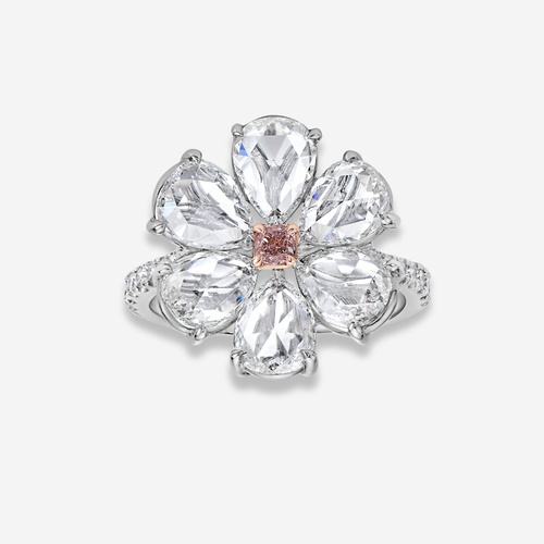 3.66ct Fancy Light Pink Flower Ring