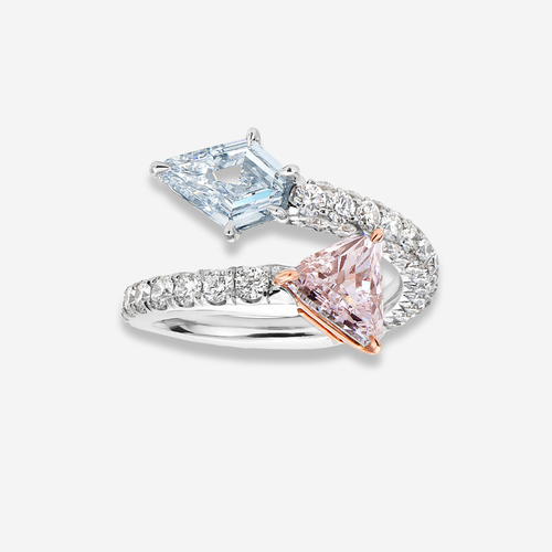 Pink & White Diamond Spiral Ring