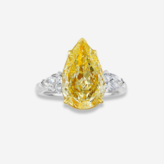 4ct Fancy Light Yellow Pear Diamond Engagement Ring
