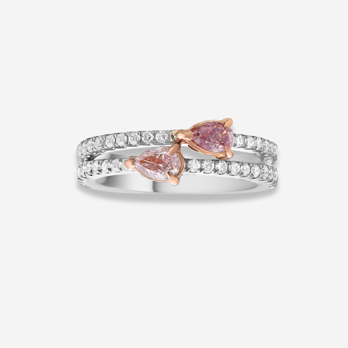Fancy Pink Pear Diamond Stackable Ring
