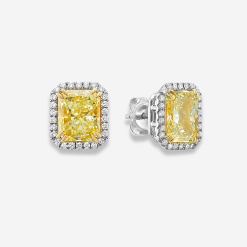 6ct Light Yellow Diamond Halo Studs