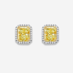 6ct Light Yellow Diamond Halo Studs