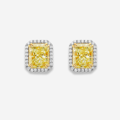 6ct Light Yellow Diamond Halo Studs