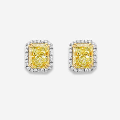 6ct Light Yellow Diamond Halo Studs