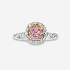 1ct Pink Cushion Diamond Halo Engagement Ring