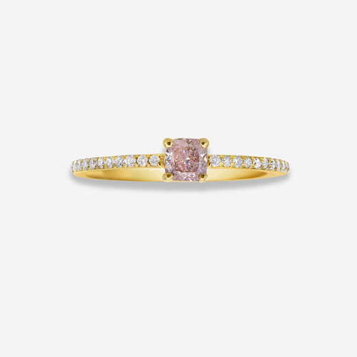 Fancy Light Pink Cushion Diamond Stackable Ring