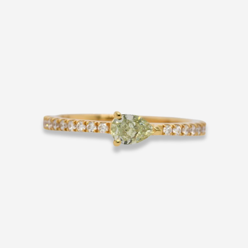 Fancy Green Pear Diamond Stackable Ring
