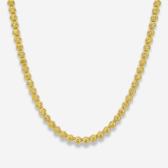 Intense Yellow Round Diamond Bezel Set Necklace