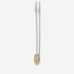 1 Carat Fancy Light Yellow Cushion with White Halo Diamond Pendant Necklace