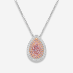 1ct Pink Pear Diamond Double Halo Pendant