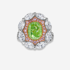 Green Oval Diamond Statement Ring
