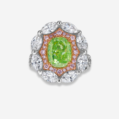 Green Oval Diamond Statement Ring