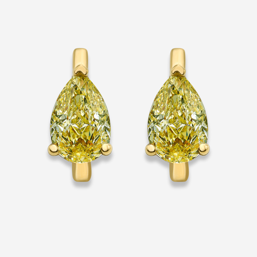 Yellow Pear Diamond Huggie Earrings