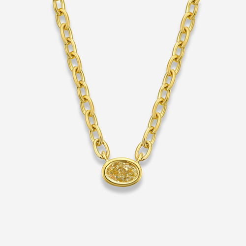 Light Yellow Oval Diamond Pendant