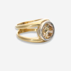 4ct Round Champagne Diamond Ring