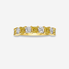 Alternating Yellow and White Diamond Half Eternity Band
