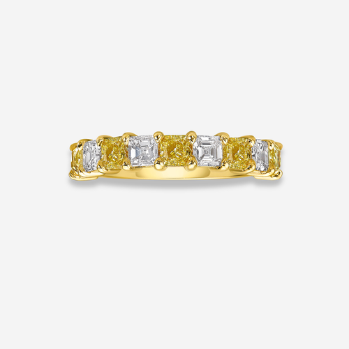 Alternating Yellow and White Diamond Half Eternity Band