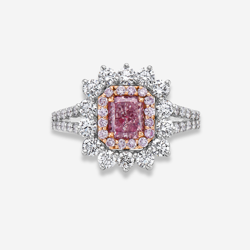 Fancy Purplish Pink Radiant Diamond Ring