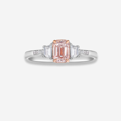 0.90ct Faint Pinkish Brown Emerald Diamond Engagement Ring