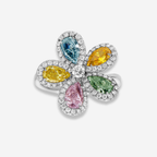 3ct Multi-Color Diamond Flower Ring