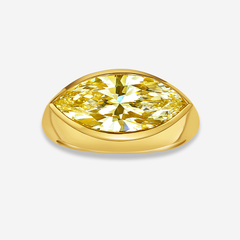 Fancy Yellow Marquise Diamond East West Bezel Ring