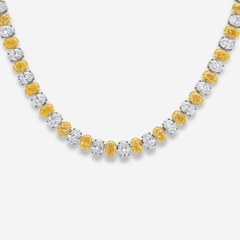24ct Alternating Yellow and White Oval Diamond Necklace