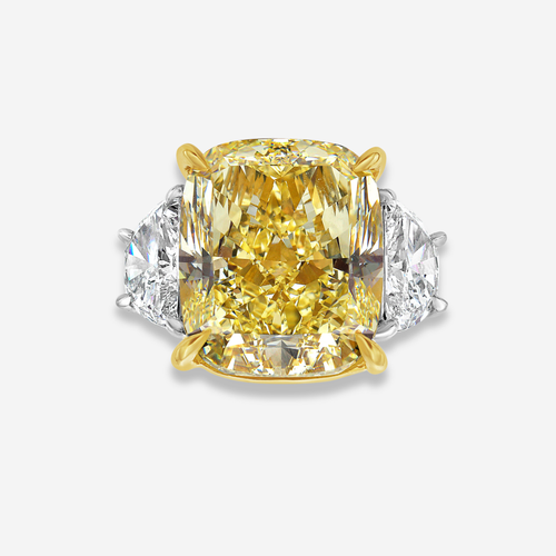 5ct Fancy Light Yellow Cushion Diamond Engagement Ring