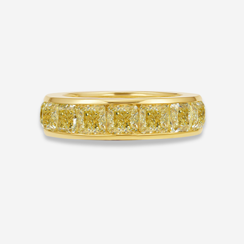 8ct Yellow Cushion Diamond Channel Set Eternity Band