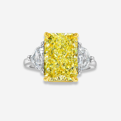 5 Carat Yellow Elonagted Radiant Diamond Engagement Ring