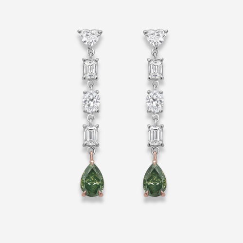 5.13ct Green Diamond Chameleon Earrings