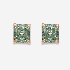 3.52ct Green Diamond Chameleon Radiant Studs